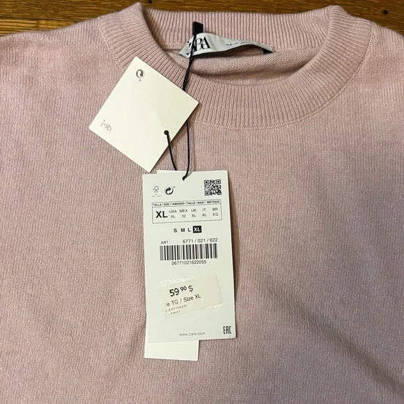 Zara Soft Blush Knit Sweater - Picture 2 of 3